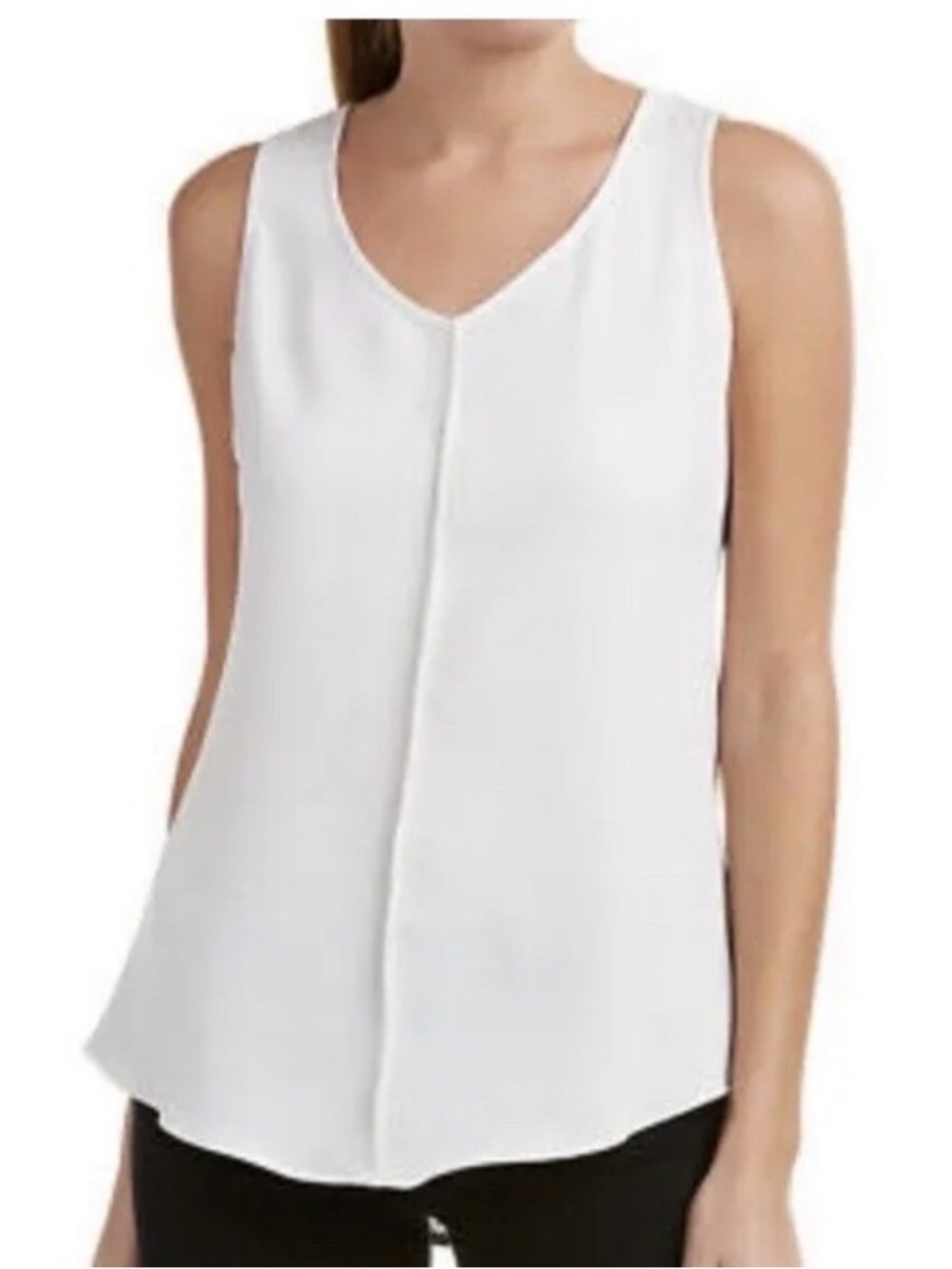 CAbi 3076 Domino Sleeveless Shirt White Tank Top Blouse Black Mesh Back Panel XS